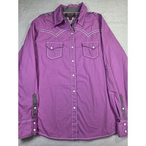 Cowgirl Up Womens M Western Snap Shirt Pink Embroidered Rodeo Cowgirl Shirt